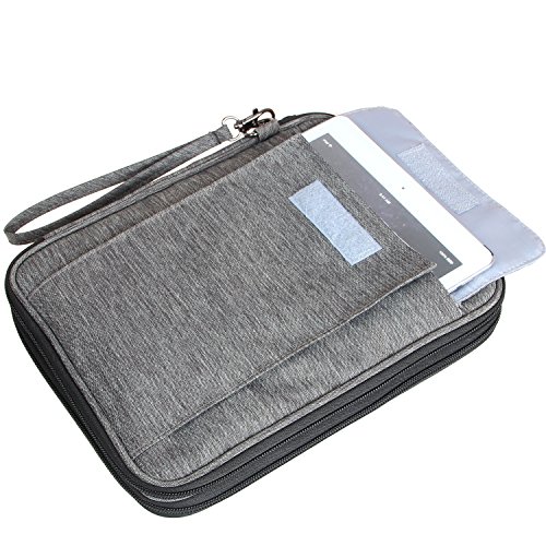 Damero Univesale Reisetasche Organiser Tasche mit Doppelschicht zur Aufbewahrung von Speicherkartenfächer für Ipad, Kabel und Festplatte, Dunkelgrau - 8