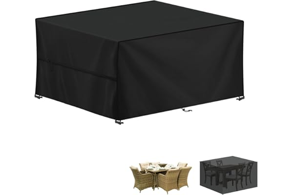 LAMUNI Housse Table de Jardin, 140x90x75cm Bâche Salon de Jardin Rectangulaire Housse Protection Salon de Jardin Imperméable Bache Table de Jardin, Anti-UV, 420D Oxford Housses Table Exterieur