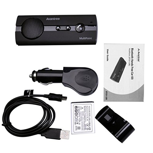 [2 Year Warranty] Avantree MULTIPOINT Bluetooth V4.0 Handsfree Visor Car Kit, Support GPS, Music, In Car Speakerphone for iPhone, Samsung Smartphones