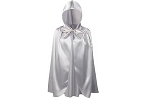 Proumhang Grigio Mantello con Cappuccio da Strega, Vampiro e Diavolo per Bambini - Halloween Masquerade Natale Cosplay 120cm