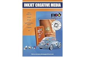 PPD 50 Feuilles x A4 Papier Photo Autocollant Brillant, Personnalisable, Imprimable Jet d'Encre, Etiquètes Premium 120 g/m² PPD-73-50