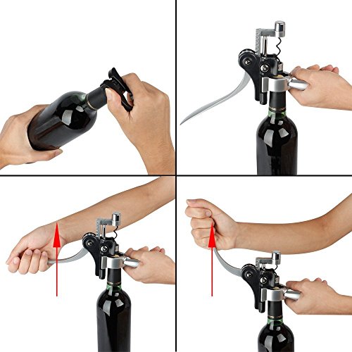 Korkenzieher, GWCLEO Wein-Flaschen-Öffner-Stab-Fertigkeit-Kenner Deluxe Lever-Arm Korkenzieher-und Folien-Schneider-Geschenk-Satz - 5