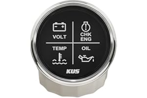 KUS 4 LED d'alarme de moteur Jauge Mètre Volt Température de l'eau pression d'huile Edb. ENG 52mm 12V 24V