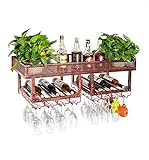 JXS Scaffale per Vino con Doppio Attaccapanni in Metallo di Design retrò, Portabottiglie per Vino con Champagne, Credenza con Armadi A Muro per Vino,Bronze