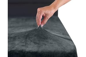 ‎MALIKA MALIKA® Premium warme Spannbettlaken Cashmere-Touch Bettlaken Jersey Fleece Spannbetttuch Laken, Farbe:Anthrazit, Größe:180-200 x 200 cm