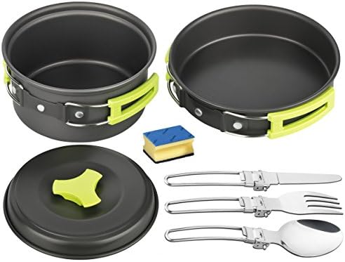 Camping Cooking Utensils and Cutlery Set I TURBO Heat Dissipation I Non-Stick I Ultra-Light I The Comprehensive Package for Outdoor, Travel, Festival Hiking