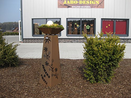 Rost Säule + Schale konisch RS95 + S11 „IHR EIGENER NAME“ / kostenloser Versand Garten Rostsäulen Blumensäule Deko Rostsäule - 3