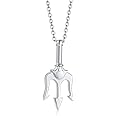 MPRAINBOW Poseidon Trident Necklace Pendant Women - Ancient Greece Amulet,Stainless Steel Elegant Gifts for Grilfriend 24 inches chain silver