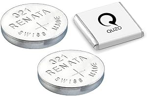 Bundle of 2 x Renata 321 Watch Battery 1.55v SR616SW + Quzo Belgian Chocolate - Official Renata Watch Batteries