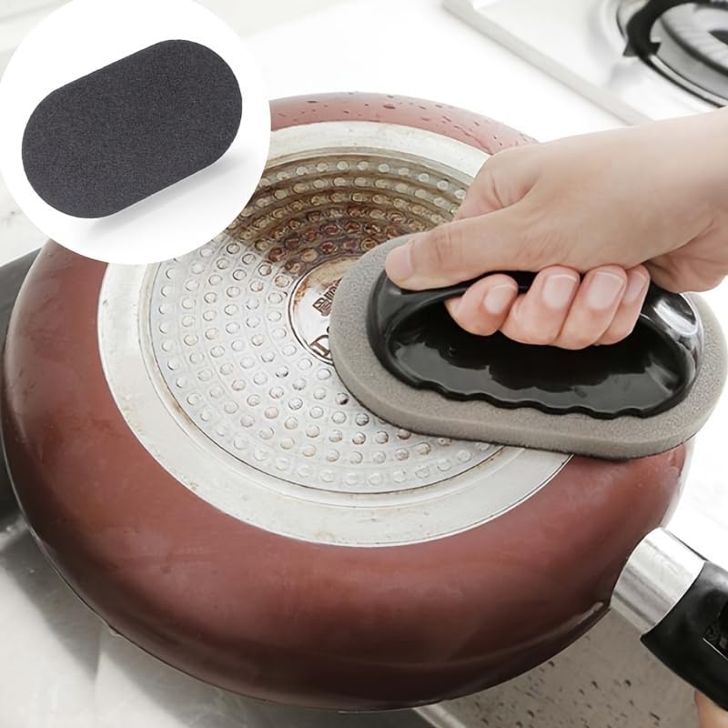 Esponja de limpieza Black Magic Diamond con mango, resistente a manchas y óxido para ollas, cuencos, utensilios, sartenes, cocina y baño, 1 paquete