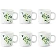 Larah by BOROSIL Fern Opalware Mug | Set of 6 Tea/Coffee Mugs, 100 ml Each | Microwave & Dishwasher Safe | Bone-Ash Free | Crockery Set Ideal for Daily Use & Gifting | White
