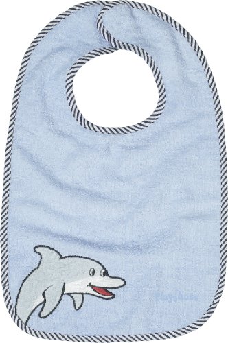 Playshoes 507484 Großes Klett-Lätzchen aus Webfrottier, Motiv Delphin, Maße, circa 32 x 28 cm