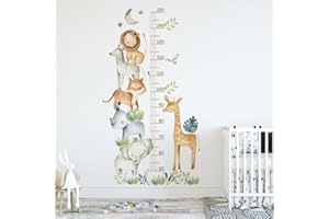 JINSION Tatuaż ścienny z wykresem wysokości dla dzieci, 60-160 cm, listwa pomiarowa, naklejka ścienna, pokój dziecięcy, tatuaż ścienny, do pokoju dziecięcego, zwierzęta, naklejka na ścianę, zwierzęta, las, do