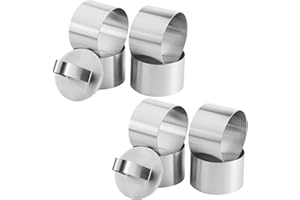 Milai 8pcs Emporte-Pièces Ronds,Cercles de Présentatio avec 8 Poussoir en Acier,Inoxydable Moule à Cake DIY Moule à Gâteau,Mousse Anneaux à Dessertper la cuisson,la pâtisserie,8 cm de diamètre