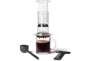 AeroPress Clear Presse à Café – Méthode 3 en 1 combinant French Press, Poursuites, Espresso, café corsé sans résidus ni amertume, cafetière compacte pour camping et voyage, transparente
