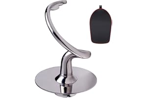MOLOUDAN Knethaken Edelstahl für KitchenAid 4,5–5 Quart Mittelgroße Küchenmaschinen mit kippbarem Motorkopf, K45DH Spiralhaken, Spülmaschinenfest, und Rührer Zubehör Mixer-Schiebematte