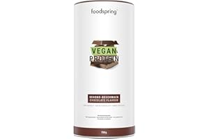 foodspring Proteine Vegane Cioccolato - 20g Proteine per Shake - Proteine Vegetali con B12, B6, acido folico, biotina, calcio e zinco - Senza Glutine e Soia