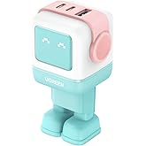 UGREEN Uno Cargador USB C 65W, Adaptador de Corriente Type C GAN de 3 Puertos Carga Rápida Compatible con MacBook Pro, iPhone