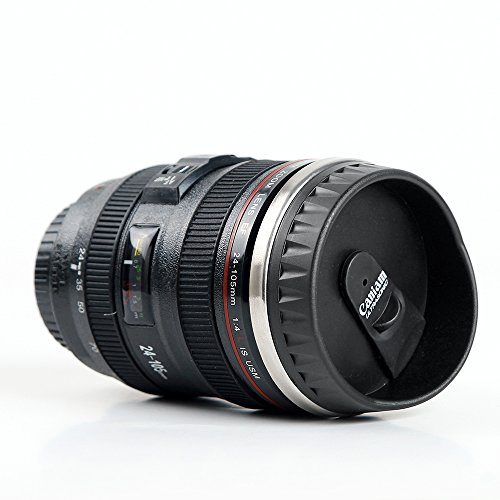 JARBO SLR Kamera Objektiv Becher Kaffee Tasse Tee Tasse Wasser Becher Großes Geschenk (Schwarz) - 2