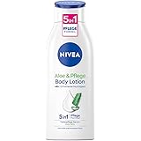 NIVEA Lozione per il corpo all'aloe e cura (400 ml), crema per il corpo per la pelle secca con formula 5 in 1 e siero per la 