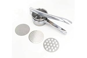 DDGAO Potato Ricer Masher, Food Grade Stainless Steel Potato Ricer Press with 3 Interchangeable Discs, Multifunctional Ricer for Mashed Potatoes, Puree, Fruit & Vegetables, Baby Food