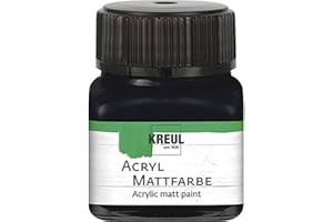 Kreul 75220 - Vernice acrilica opaca, nera in barattolo da 20 ml, vernice a base d'acqua dalla copertura cremosa, ad asciugatura rapida, adatta a molte superfici diverse.