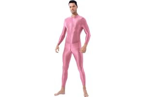 YiZYiF Body Uomo Metallico Bodystocking Catsuit Jumpsuit Leggings Tuta Intera Monopezzo Overall Body da Ginnastica Body Shaper Palestra Biancheria Intima