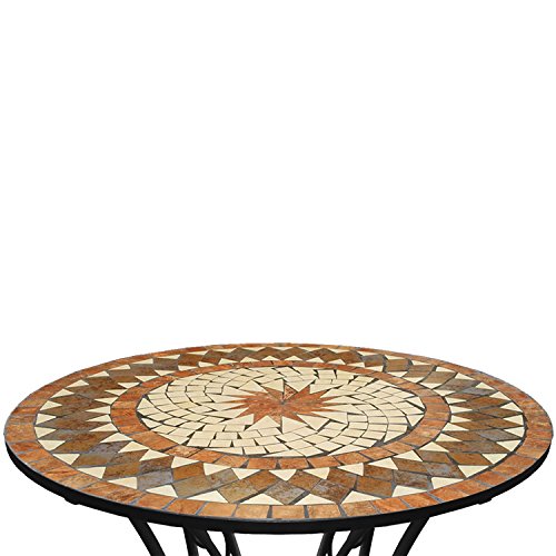 Massiver Mosaik Gartentisch Mosaiktisch Ø70cm Handarbeit Bistrotisch Beistelltisch Balkontisch Terrassentisch Steintisch - 2