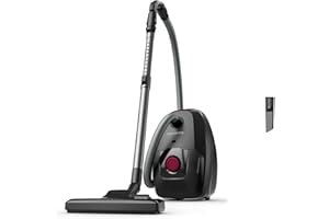 Rowenta Aspirateur avec sac, Moteur basse consommation, Haute filtration, Ultrasilencieux, Eco responsable, Rayon d'action de 12 m, Fabriqué en France, Green Force Max, Noir/bordeaux RO4933EA