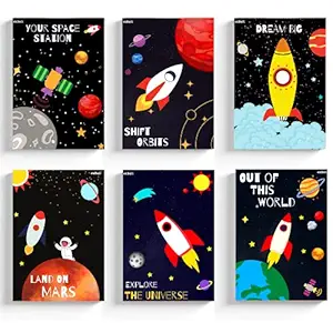 Ekdali Kids Paper Cute Inspirational Playroom Bedroom Nursery Room Wall Art Decoration Outer Space Posters-Decor for Boys and Girls (Multicolour, 6 x 8 Inch), 6 Pieces