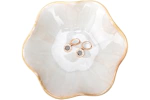 HOKMOKQOK Ceramic Jewelry Dish,Leaf jewelry tray,Key Bowl,jewelry holder,small ring dish holder,Jewelry Plate,trinket,Catch all tray nightstand decor for entryway table Home decor for girl women (White)