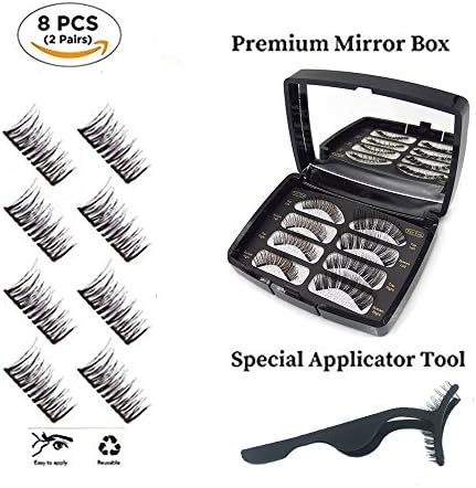 Upgraded Magnetic False lashes by Eastpole - Three Magnets, No Glue, Magic 3D, Reusable, Full Size, Black &amp; Brown Fake eyelash Extensions , Super Soft, Natural &amp; Durable (8Pieces/2 Pair) – 2018 New Design
