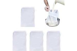 NYXSEAT 4 nylonowe worki filtrujące, worki do mleka orzechowego, filtr o drobnych oczkach, worki filtrujące ze sznurkiem, wielokrotnego użytku, nadają się do mleka sojowego, soku, kawy, musli, herbaty, wina