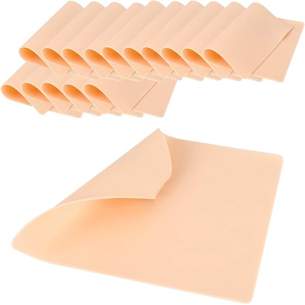 QWORK Tattoo Übungshaut – 10 Stück A5 Silikonmatten 3mm Dick, Beidseitig Nutzbar