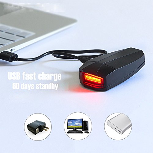antusi Intelligente Diebstahlsicherung Bike (Fahrrad Rücklicht Alarm LED cyclingwith ACHTUNG Elektrische Bell USB Cable Mountain Zubehör - 9