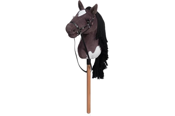 BEJOY Cheval de bataille en peluche pour enfants avec licol et mors - Gris-violet