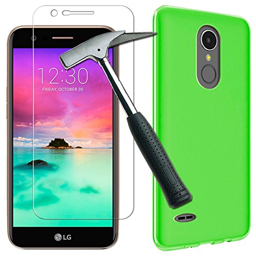 OVIphone Funda Gel TPU   Cristal Templado Para LG K10 2017  NO COMPATIBLE CON LG K10 2016   Color Verde 