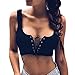 Produktbild LUCKYCAT Frauen Tank Tops, Trägerlos Sleeveless Short Weste Feste Bandage Cross up Damen Ärmellos Top Bluse T-Shirt (M(AsianM=EUS), Schwarz)