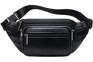 HEBETAG Xieben Vintage en Cuir Fanny Pack pour Hommes Taille Sac Hanche Bourse Téléphone Bum Ceinture Messenger Épaule Sling Poitrine Sacs Noir
