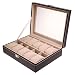 Black Faux Leather 10-Watch Bracelet Display Case Box with 10 Pillow Puffs by Kurtzy TM RS.1299.00