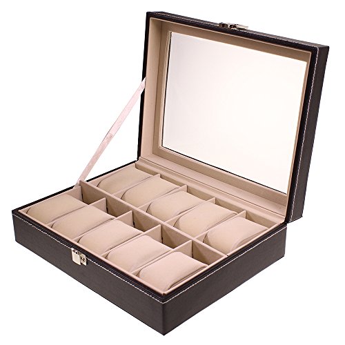 Kurtzy® Watch Storage Box Display Case Organizer with Faux Leather Finish and Glass Window with 6 Slots RS.1399 (53.00% Off) - Amazon