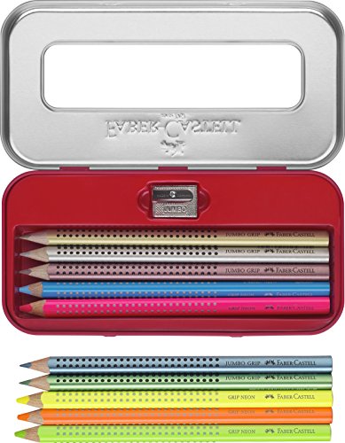 Faber-Castell 110940 Jumbo Grip Malset, 10er Etui, neon metallic - 4