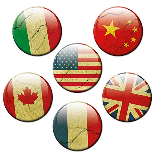 Weltkarte – Sehenswürdige Design Metall Magnettafel 60×40 cm – Pinnwand Memoboard mit Motiv: Weltreisen – inkl. 6 Magnete für Magnetwand mit Motiv Länderflaggen im passenden Grungelook – Original Magnetpinnwand GUMA Magneticum - 3