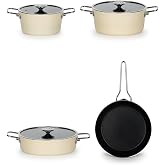 Lines Rozella 7 Piece Titanium Cookware Set - Cream