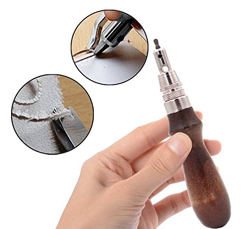 BTSKY 5 in 1 DIY Lederhand Nahtversenker / Lederhobel mit Parallelanschlag Leder Werkzeug Einstellbare Stitching Groover Crease Rillenzieher Kantenzieher - 7