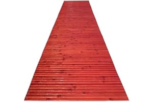 SPAZIOTESSILE Tappeto Cucina Stuoia Passatoia Gommata Bamboo Naturale Antiscivolo 9Misure Tinta Unita RM (Rosso, 50x380)