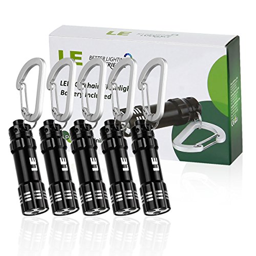 LE 5er Pack Mini Taschenlampe, Schlüsselanhänger LED Notfallleuchte, batteriebetrieb, Schwarz - 2