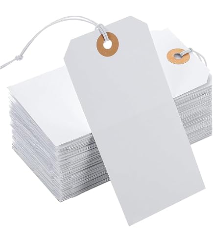 Lot De 50 étiquettes Prix Blanches Avec Cordons - 70x35 Mm - Pour Cadeaux, Bricolage Ou étiquetage - 12