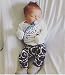 Baby Boys Girls Cotton Jumpsuit Babysuit Romper+Bear Printed Pants+Hat Summer Outfit Set (0-3M, white)