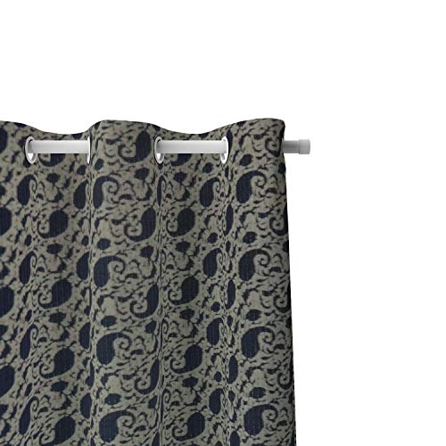 SAFFRON - Juego de 2 Cortinas para Ventana/Puerta/Puerta Larga con Ojales - Cachemira de algodón Azul Marino con edredón Kantha, Azul, 44x60 Inch